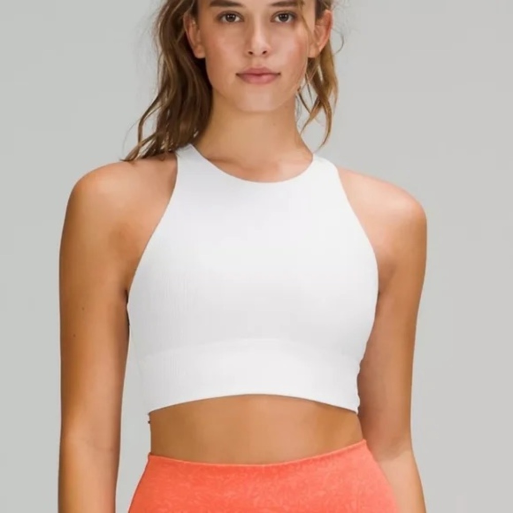 Lululemon Energy Bra High Neck Long Line Rib White